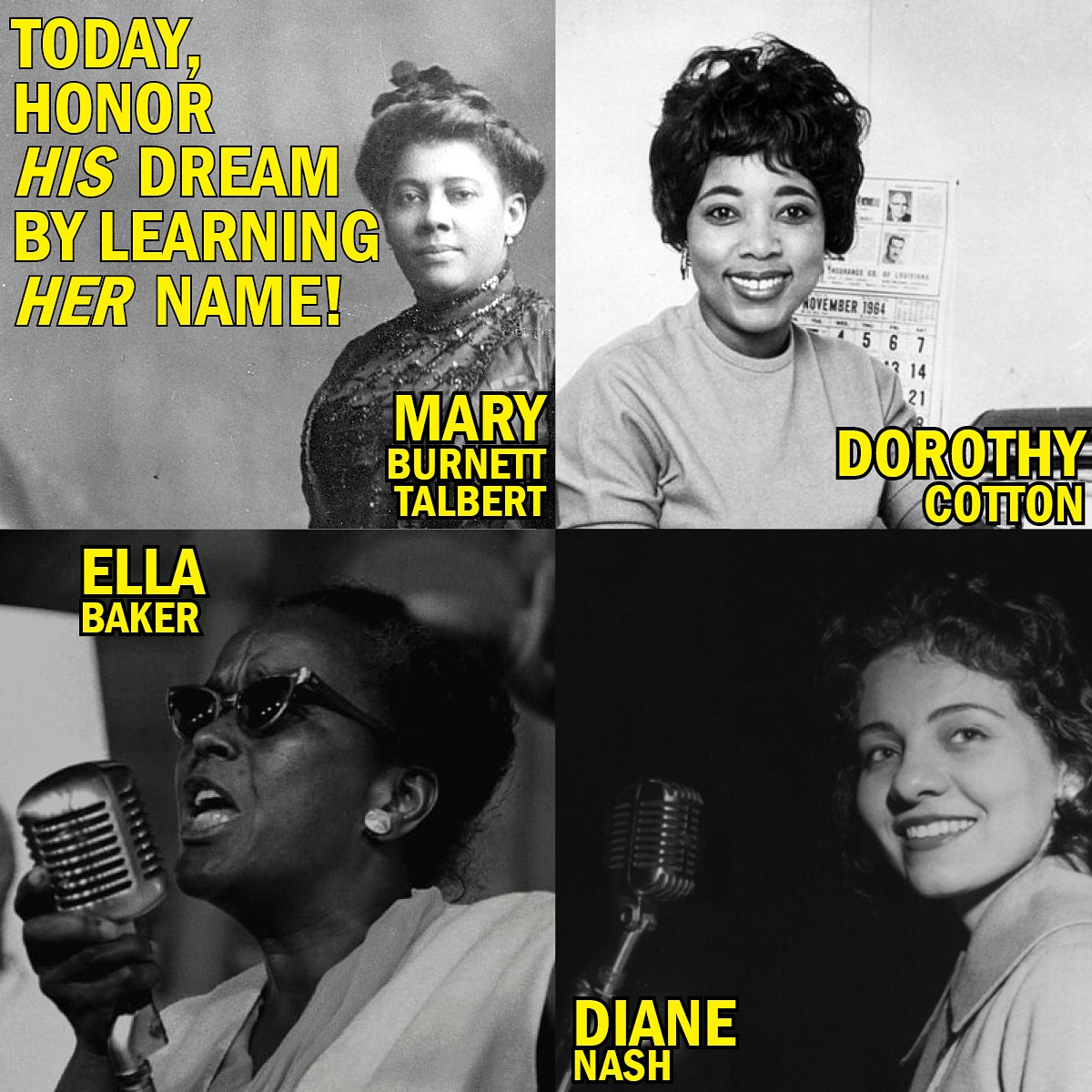 ArtForceFive's tweet photo. While honoring Dr. King, look up Ella Baker too. Our these other icons. #centennial19 https://t.co/Sv4XmsXMr0