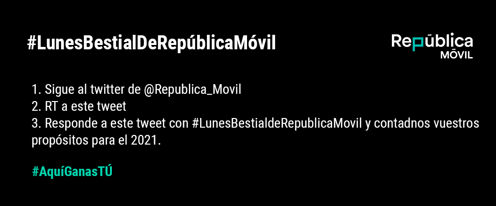 Republica_Movil's tweet photo. Hoy es #BlueMonday pero lo arreglamos rápido... 😊😜

Sorteamos 50 BONOS DE 5GB! 🏴

¿Tenéis propósitos para este año? 💭 Os leemos 👇🏼

¡Mucha suerte! 🤞🏼

#LunesBestialdeRepublicaMovil

Bases Legales: https://t.co/OWWWgjVrzY https://t.co/XUb4nCL3kD