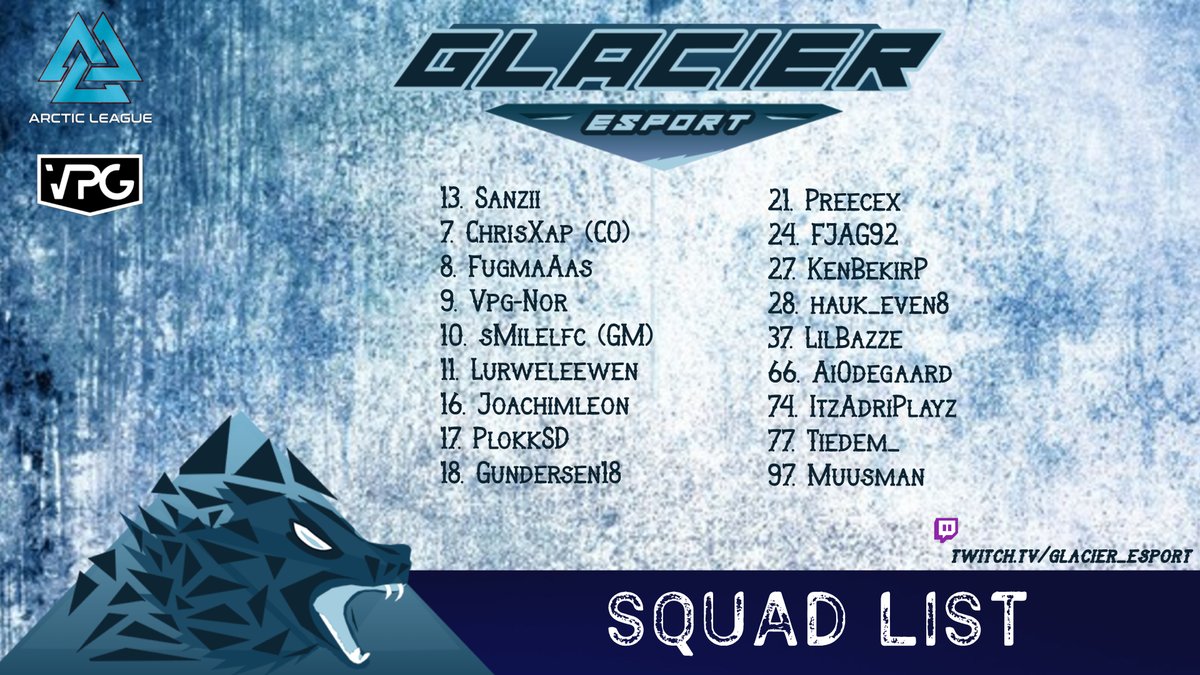Squadlist on the incoming season, which starts today! 

<a href="/ARCTICACL/">Arctic League</a> 
<a href="/OfficialVPG/">Virtual Pro Gaming</a>