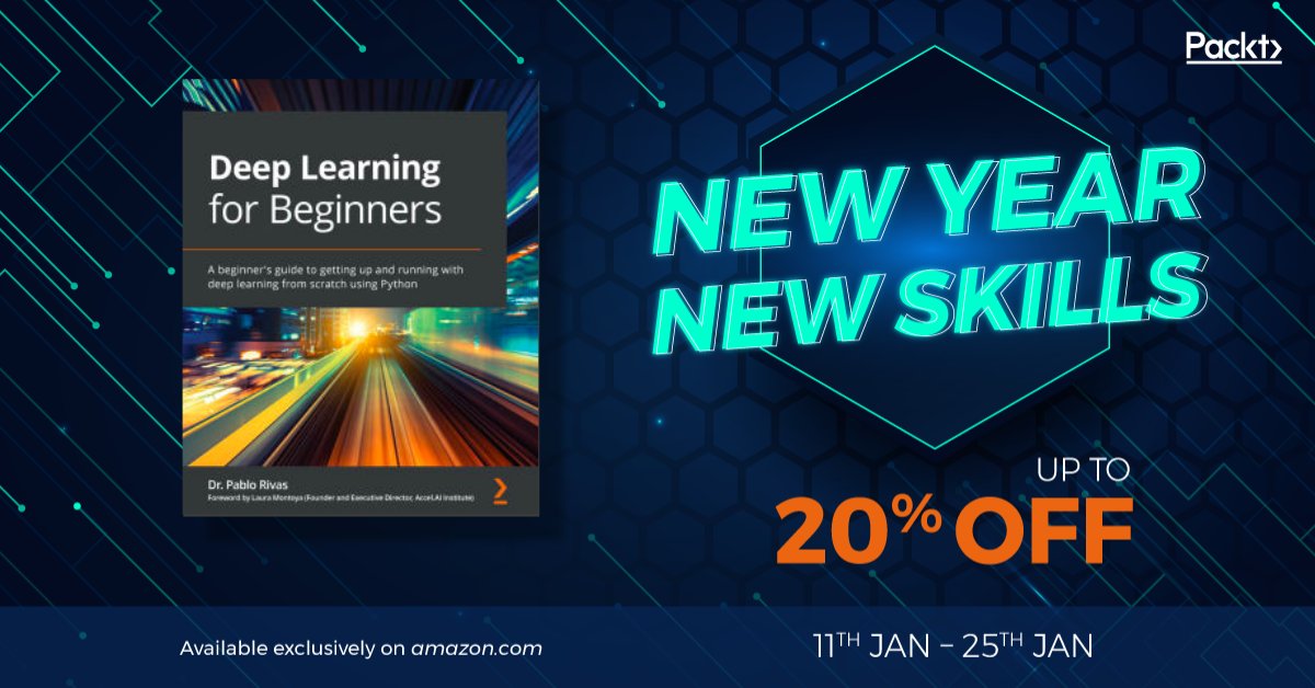 Pablo Rivas (@pablorp80) on Twitter photo If you are looking for a new year's resolution, & you would like to learn a few deep learning recipes for beginners, <a href="/PacktPub/">@Packtpub</a> put my book on sale for a limited time. All author proceeds are donated to the <a href="/_LXAI/">LatinX in AI (LXAI)</a> organization. Use this link: packt.live/3bE1tbG #deeplearning If you are looking for a new year's resolution, & you would like to learn a few deep learning recipes for beginners, <a href="/PacktPub/">@Packtpub</a> put my book on sale for a limited time. All author proceeds are donated to the <a href="/_LXAI/">LatinX in AI (LXAI)</a> organization. Use this link: packt.live/3bE1tbG #deeplearning
