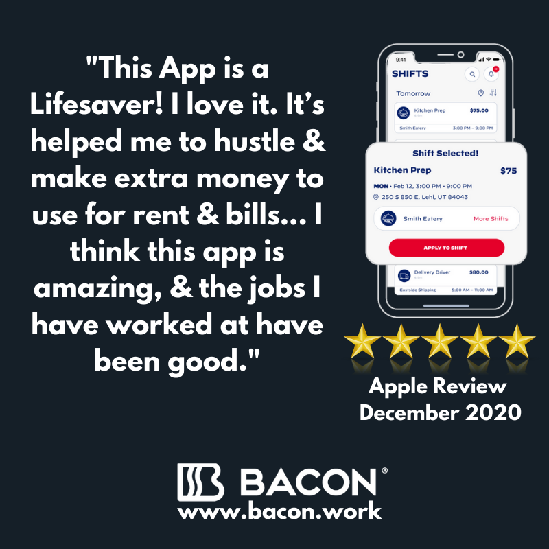 BaconWork's tweet image. Bacon is proud to continuously providing quality work experiences for our workers and clients. 

We keep working hard because we know you are! 

#gigeconomy #jobs #utahjobs #dallasjobs #boisejobs