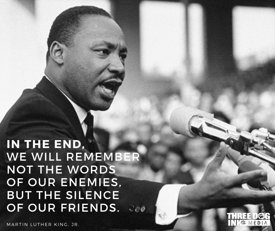 ThreeDogInk's tweet image. "Hate cannot drive out hate; only love can do that." In honor of #MartinLutherKingJrDay, may we continue Dr. King's legacy by working towards a better, more unified America filled with compassion, peace and equality. #MLKDay #MLKDay2021 #DrKing