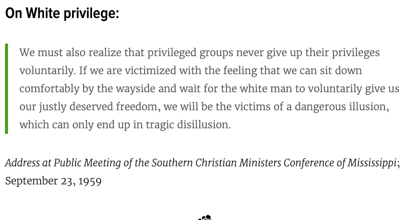 KahlilSimplis's tweet photo. Since the media will never show Dr. King quotes condemning white power and privilege, here are a few ✊🏾 https://t.co/vv54ikTzxY