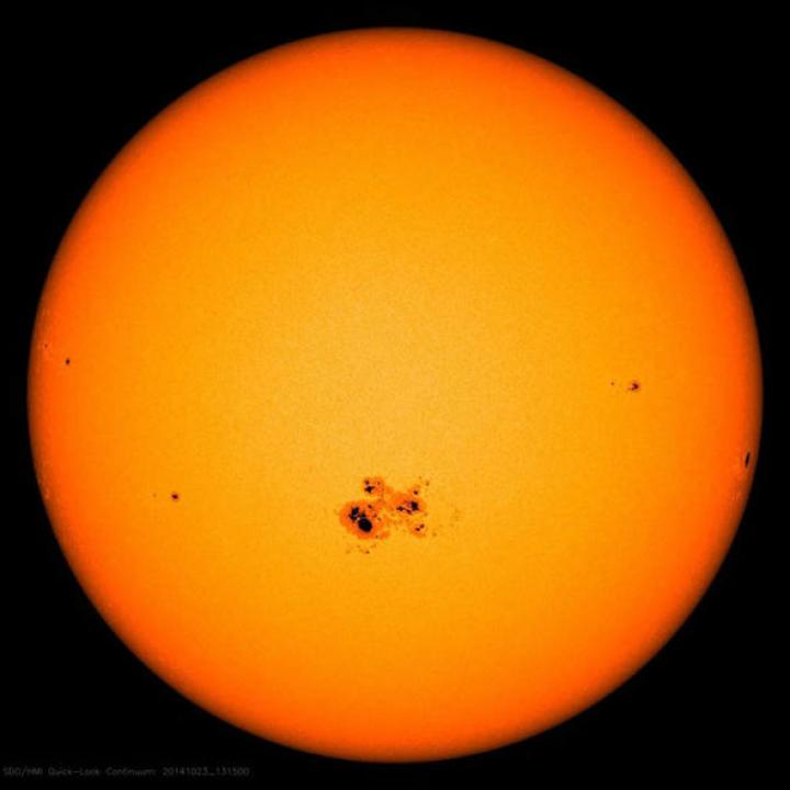 Sunspots are dark regions regions on the surface of the Sun that are regions of high magnetic activity. Here are some spots!!You can sometimes even see them with amateur telescopes (with the appropriate solar filter of course!!!  You should never look at the Sun directly )