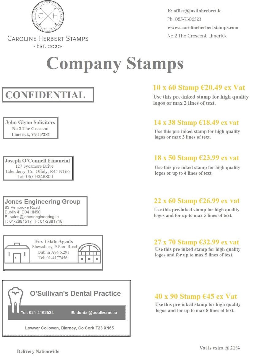Stamp It!
Carolineherbertstamps.com
Office@carolineherbertstamps.ie