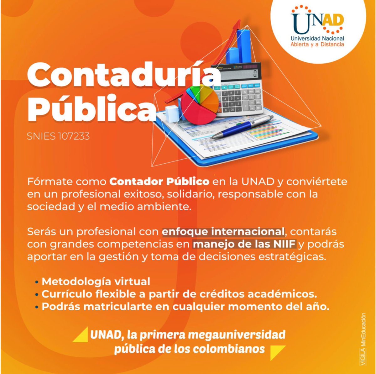 EcacenValledup's tweet photo. Estudia Contaduría Pública y comienza a ser parte de los mejores! @UniversidadUNAD @smondragon21 @mardeliayolima @mariorafelromer @fredyspg https://t.co/m31WzAYAB0