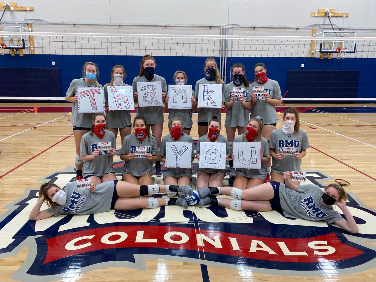 RMUVolleyball's tweet photo. We extend a big THANK YOU to the people who have helped us in this trying year, and are grateful for their dedication to give us a competitive season. 🙏

#RMUnite | 🔵🏐🔴 | #MLKDay2021 https://t.co/BvELxaTDF1