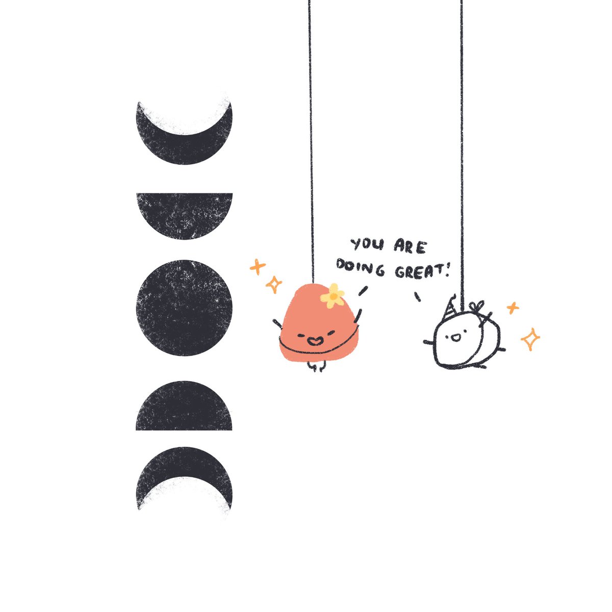 @ulsiart @lachimolalart I am in love with the moon phases you have on the wall! And here's ulsi & I just hanging out on your wall beaming you all the good luck. ?☀️