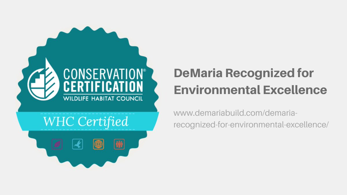 DEMARIABUILD's tweet photo. DeMaria's Sustainability Initiative conservation program recognized by @WildlifeHC. Read more at https://t.co/bi8ZbFsNWI
#DeMariaBuild #ConservationCertification #WHCmembers https://t.co/HWWDOP9uQS
