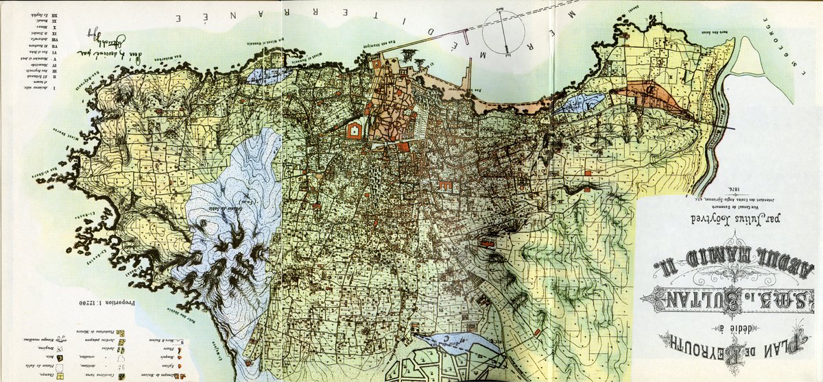 7) These maps, including a map drawn by the Danish vice-consul Julius Loytved in 1876, documents from al-Maḥkama al-Shar’iyya, and travelers also show the beginning of residential occupation outside in dispersed houses and farms outside the city walls-rm