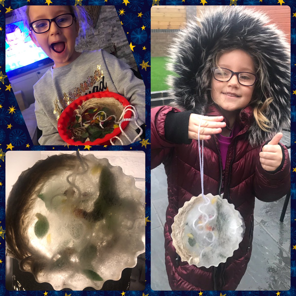 danimortimer's tweet image. We were hoping for some sun today to show you Martha’s sun catcher. We had a lovely sunny walk yesterday to collect all the little bits 🌾🌞❄️@YBB_Yr2