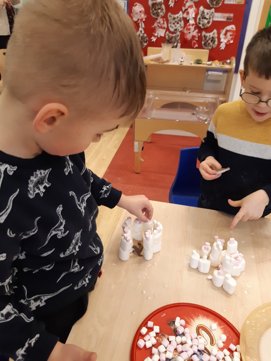 FallonSmca's tweet photo. Today we have been making a home for a polar bear⛺. The children have made edible glue and used it with marshmellows to construct an igloo.❄ https://t.co/LQuxkj7uux