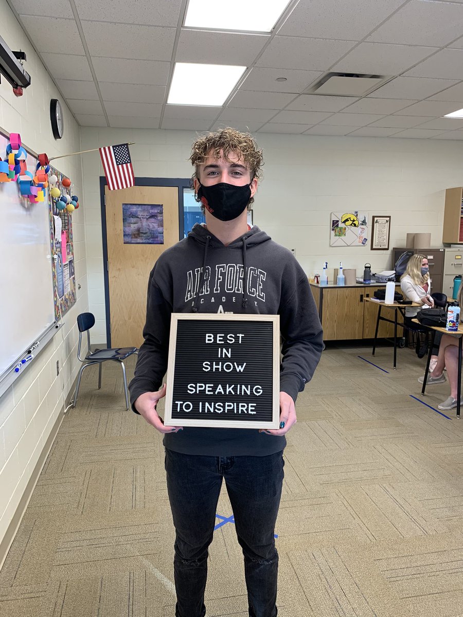 Congratulations to Cainan on his “Best in Show” distinction in Speech I. Chosen by his peers, he spoke on who he looks up to, what he looks forward to and the hero he chases.