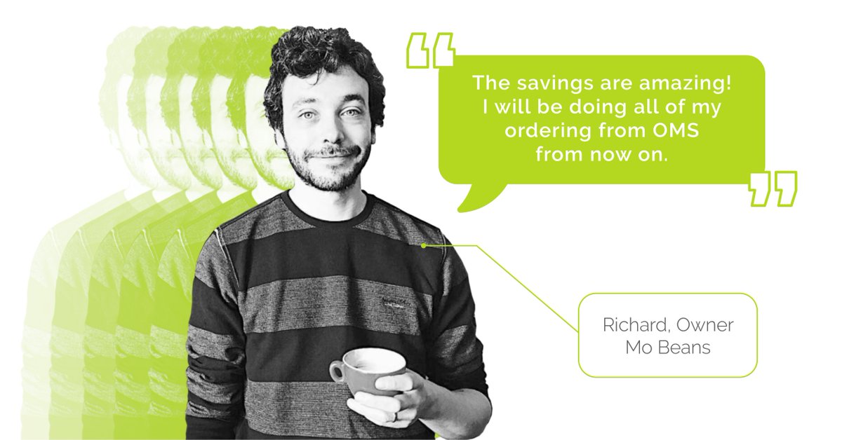 weareOMS's tweet photo. Local business owner Richard at Mo Beans Coffee Shop is saving 30% on his stock orders by using Orders Made Simple.

Let Orders Made Simple beat your current stock invoices by at least 10% or we’ll give you a £50 free stock voucher! https://t.co/YaH3Hy5zFi