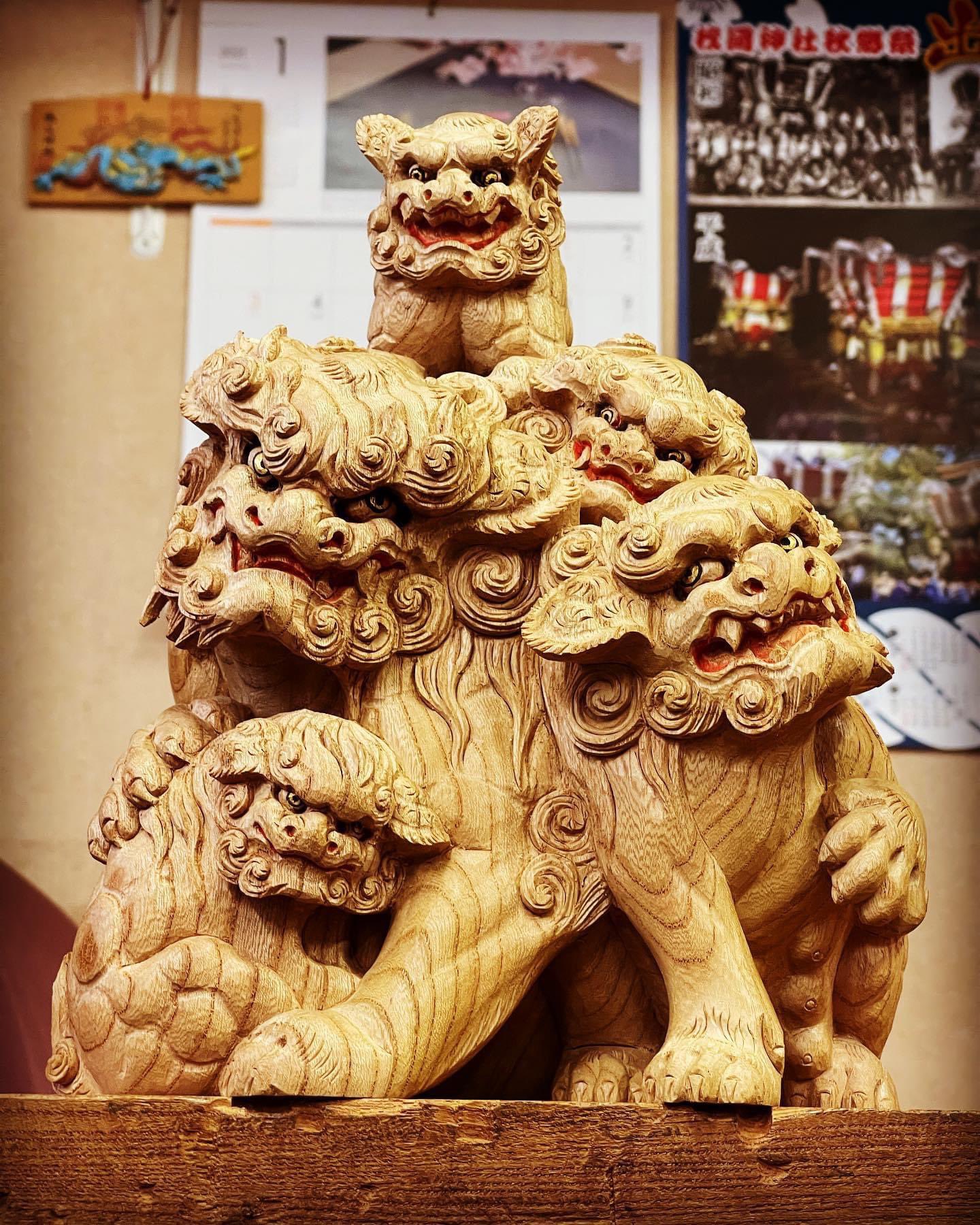 中国　唐木紫檀製　獅子鈕印材　置物　M 　R4624 中国 唐木紫檀製 獅子鈕印材 置物 M R4624の通販 by