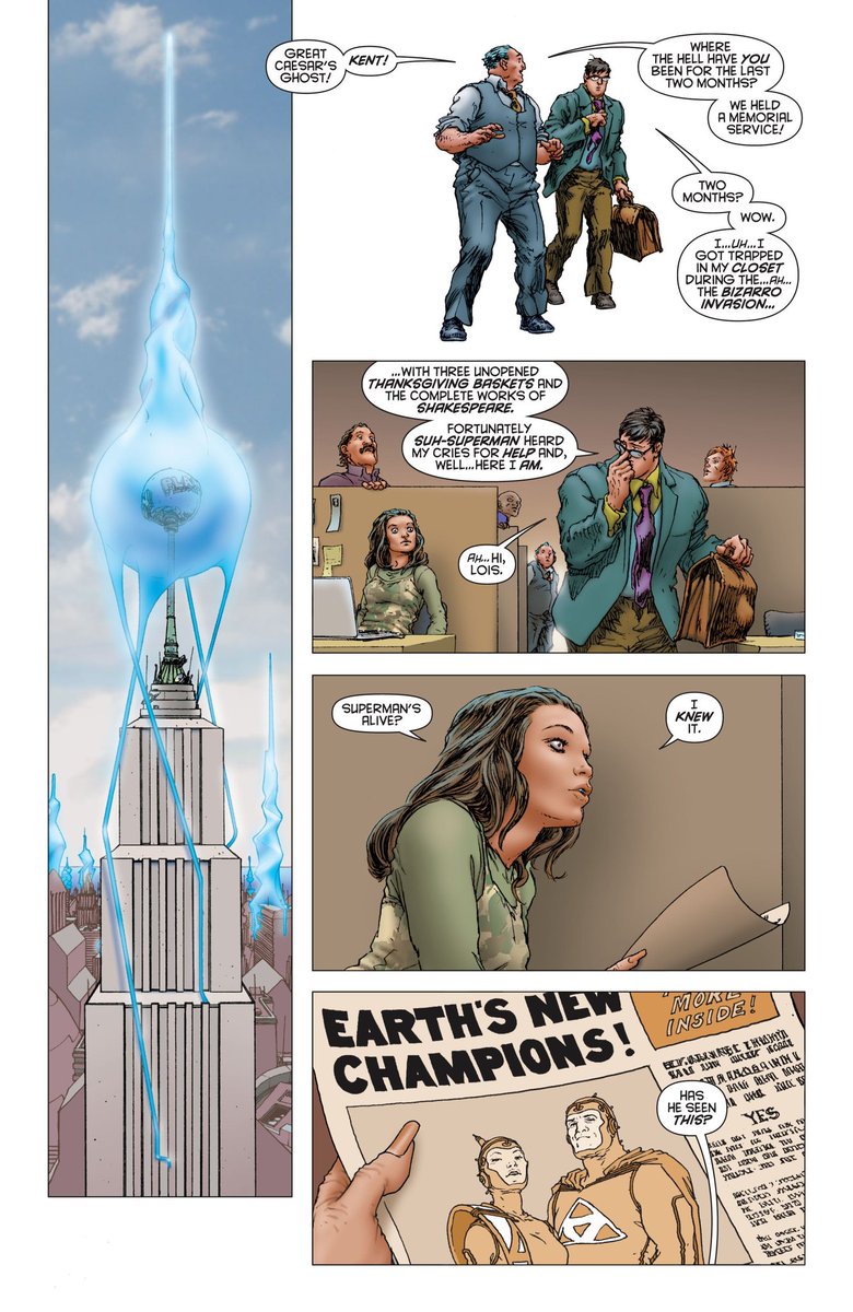 We only see a few panels of Bar-El and Lilo's modification of Earty with Kryptonian tech. Props to Quitely for making the crystal aesthetic actually look interesting in comic form by having it be more than just spikes growing out of the ground.