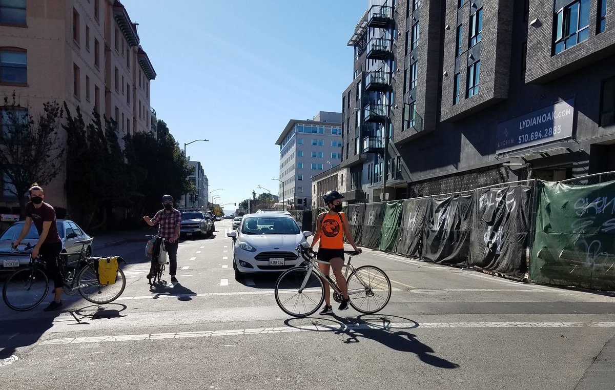 Cyclists helpfully cork intersections