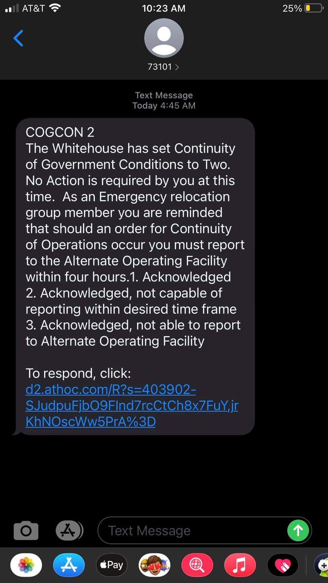 Here is another screenshot of the alert sent to a Coast Guard servicemember. BTW we don’t think this had to do with the evacuation at the Capitol complex this morning; this alert went out around 45+ minutes before that.