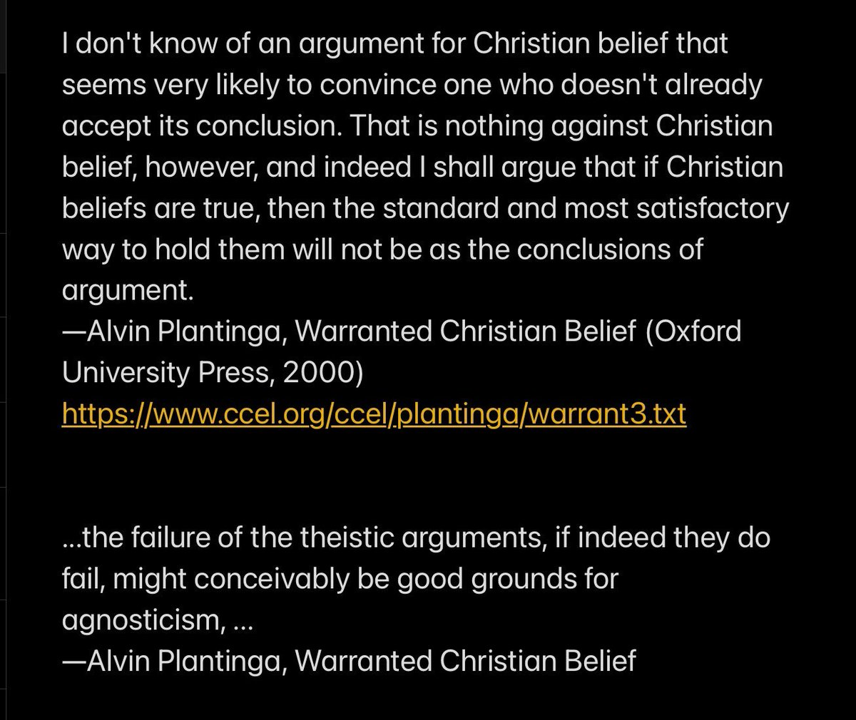 ReliefBelief's tweet photo. This is the #1 Christian philosopher that all the rest of them bow down to. Even a lot of atheists that are still in the grips of a sympathy to religion worship him.  #plantinga
@edwardtbabinski h/t https://t.co/pA07NXRLYY