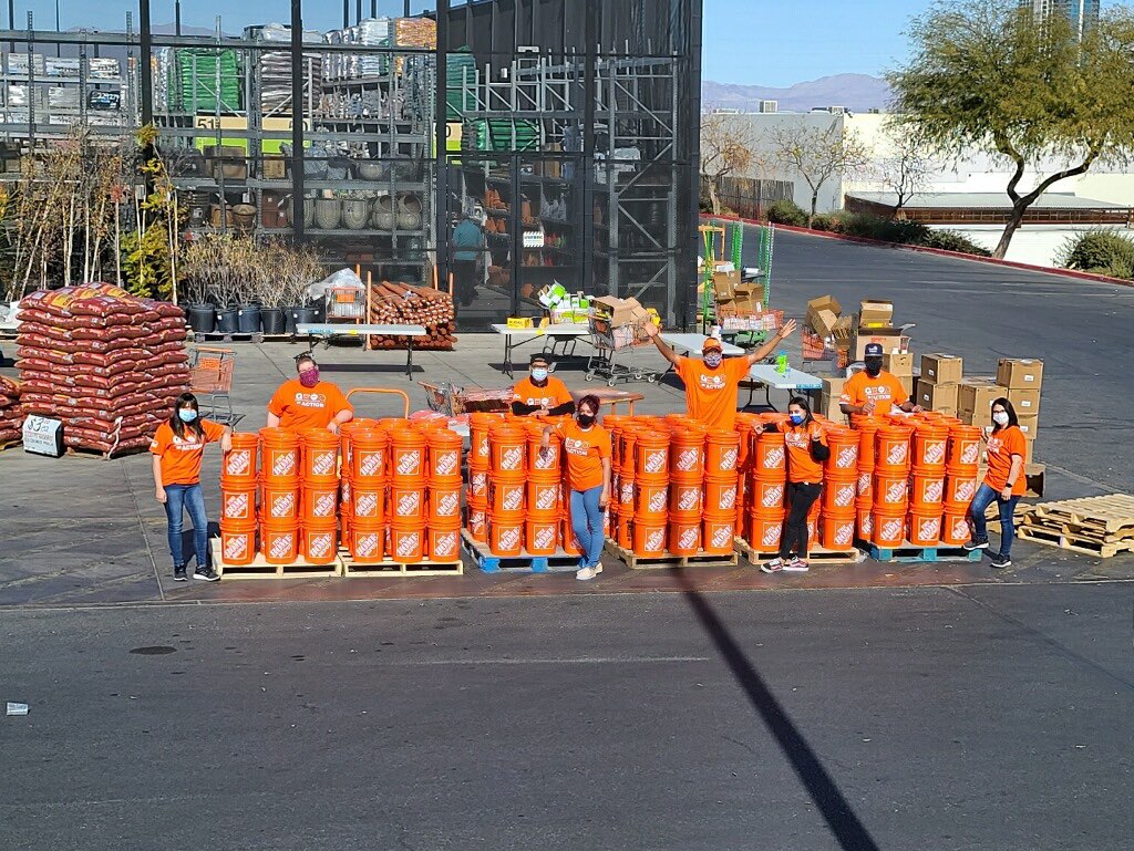 Team 3318 out in the community again with the Salvation Army. Thank you team for coming out to support our community and helping prepare 200 emergency cleaning buckets for families across Las Vegas!!! Great job! #tonjabarnicle #marksaltarelli #teamdepot #salvationarmy
