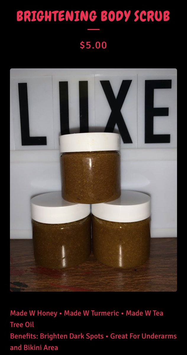djfunmi's tweet photo. Support A Black Business Today π€ https://t.co/gmQyalIJk1 #SupportBlackBusiness #BuyBlack #veganskincare #Entrepreneur #Scrubs #bodyshimmer #Turmeric #facialspray #aloevera #FunmiLuxe https://t.co/CHV0GFP7XY