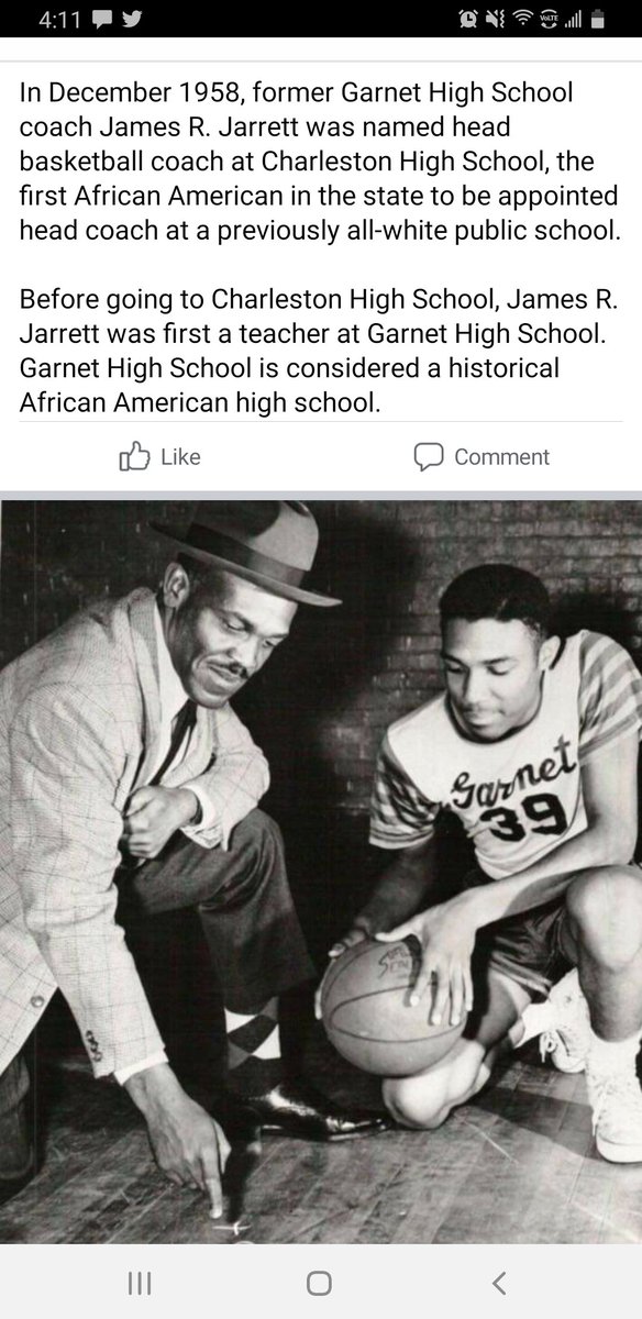 My wife's great uncle was the first Black man to be a Head Coach at a previously all white HS in WV. James Jarrett was his name. We are blessed to have been able to buy the house we live in off of his daughter and to have kept it in their family.