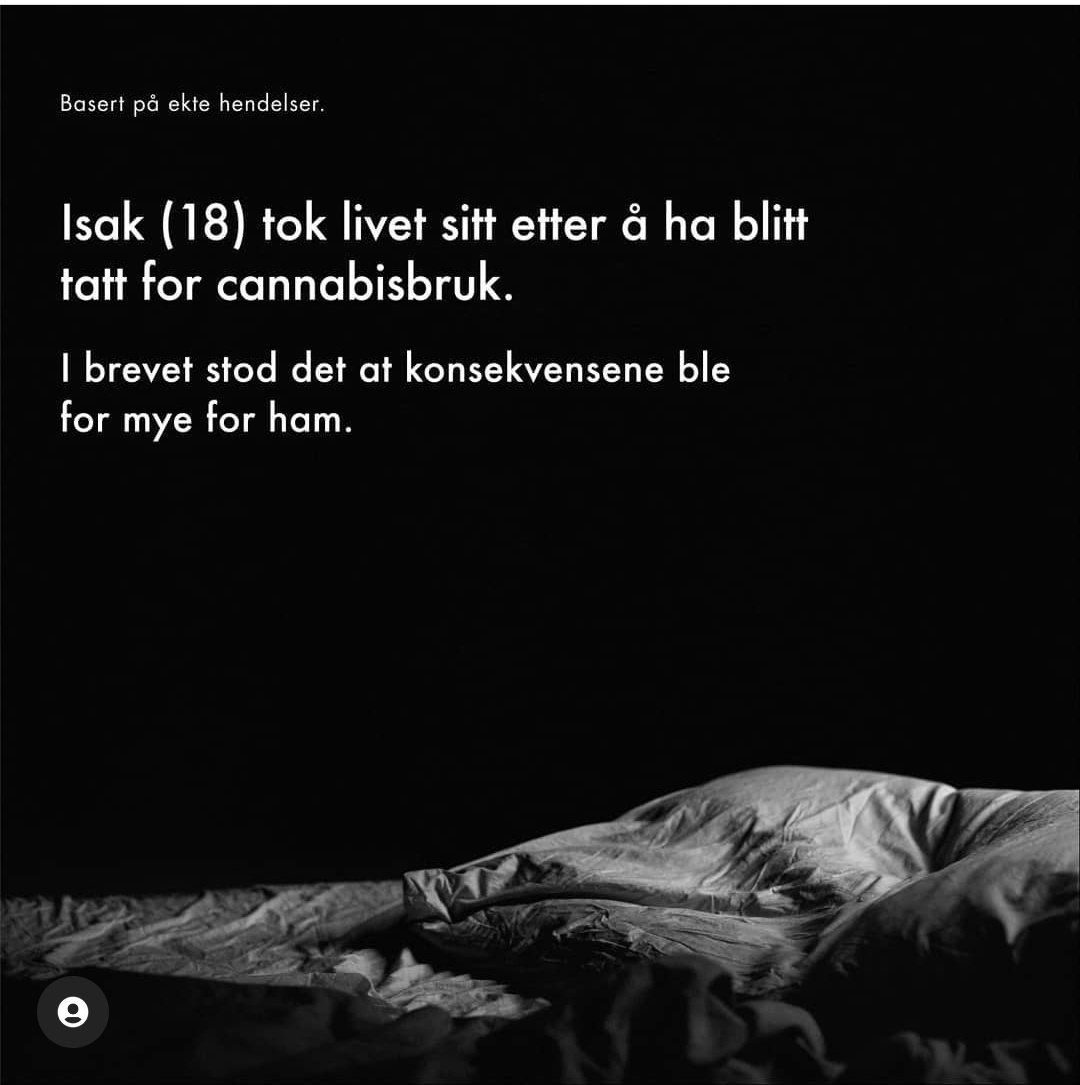 FerdOwner's tweet photo. Isak så ingen annen utvei etter å ha blitt straffet for cannabisbruk. 

Kampanjen #Straffskader starter idag

#Støttrusreformen https://t.co/f6Z2ib3511