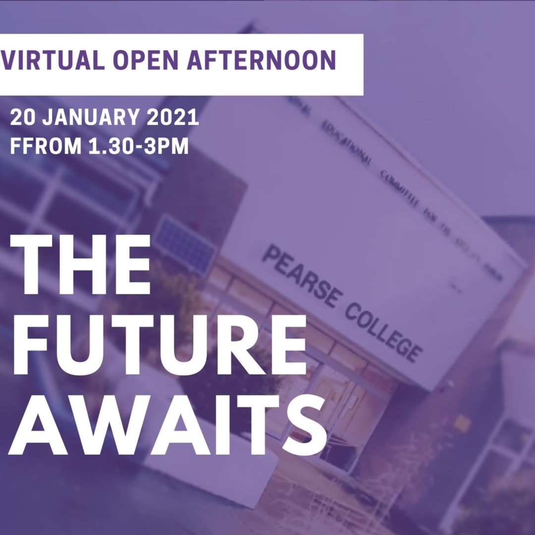 Only two more sleeps until #PearseCollege's virtual open afternoon. Have you signed up yet? Click on ow.ly/IBK450DbM9w Your future awaits! #ChoosePearse #CDETB #thisisFET #FEtoHE @Pres_Terenure @ClogherRoadCC @LarkinCDETB @Dublin12LES @CityPartnership @CareersPortal