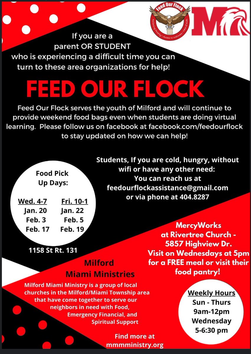 MHS_NGC's tweet photo. Students and families!! Feed our Flock is ready to support you with resources! Check out the info here and spread the word!! #NGC2024 @johnspieser @Milford_Schools @MHS_Kauffman @MHS_Ferguson @MHS_Wolf @MHS_Haluga @MHS_SuccessAcad @FlockOur https://t.co/hdLPt02a3D