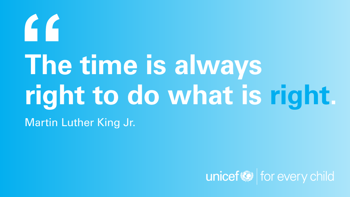 UNICEF's tweet photo. We couldn’t agree more with these inspiring words from Martin Luther King Jr.

Together, let's build a better, safer, and fairer world #ForEveryChild. #MLKDay https://t.co/Lu9oIHj3Ey