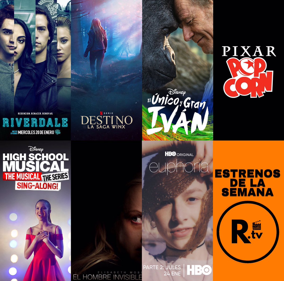 Telorecomiendox's tweet photo. Empieza una nueva semana con nuevos estrenos 📺🎬

Riverdale 5 Tem. (Miércoles en @WarnerChannelLA )
Destino: La saga Winx (Viernes en @NetflixLAT )
Pixar Pop Corn (Viernes en @disneyplusla )
Euphoria Episodio especial (Domingo en @HBOLAT ) https://t.co/ZMYemAzFcO