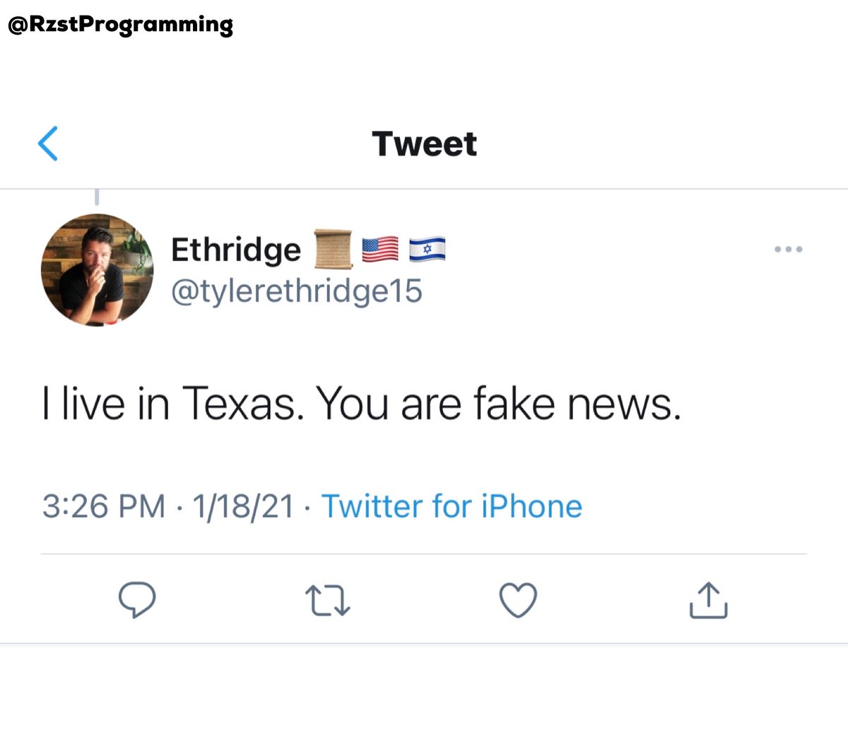  #PastorParler Tyler Ethridge is now saying he lives in Texas and not Florida. Tyler announced on Facebook he was moving to Florida to become a youth pastor at Christ Centered Church of Tampa.