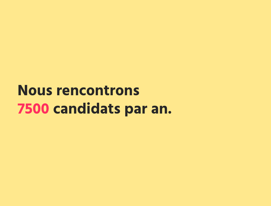 Notre équipe de recruteurs spécialisés par type de métier (voir par technos) fait passer 7500 entretiens par an.

Nous connaissons (presque) tous les candidats (surtout) les plus sollicités !

#data #tech #product #design #sales #marketing #support #recrutement #entretien