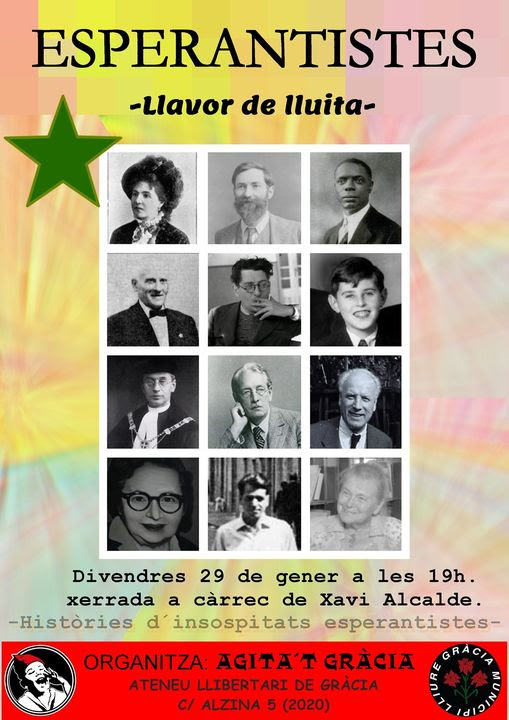 🗓️AGENDA

Divendres 29 
19:00 h 

Esperantistes, llavor de lluita 🟩. Amb Xavi Alcalde.  

Organitza: Agita’t Gràcia