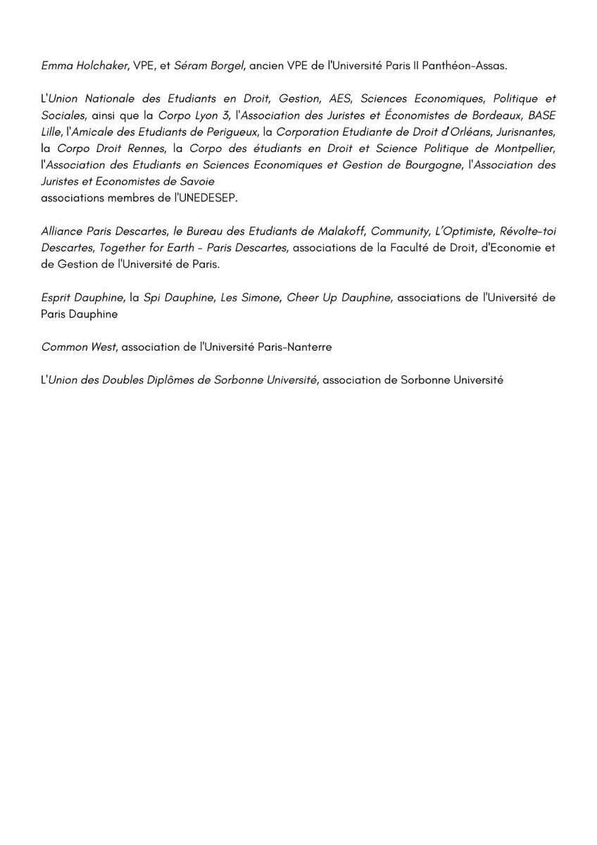 ‼️LETTRE OUVERTE SUR LA SITUATION ACTUELLE DES ÉTUDIANTS ‼️

<a href="/sup_recherche/">Ministère Enseignement supérieur/Recherche/Espace</a> 
<a href="/VidalFrederique/">Frédérique Vidal</a> 

Si nous sommes l’avenir du pays, alors aidez nous. 

La Corpo Paris II et plusieurs associations demandent des actions concrètes.

#etudiantsfantômes