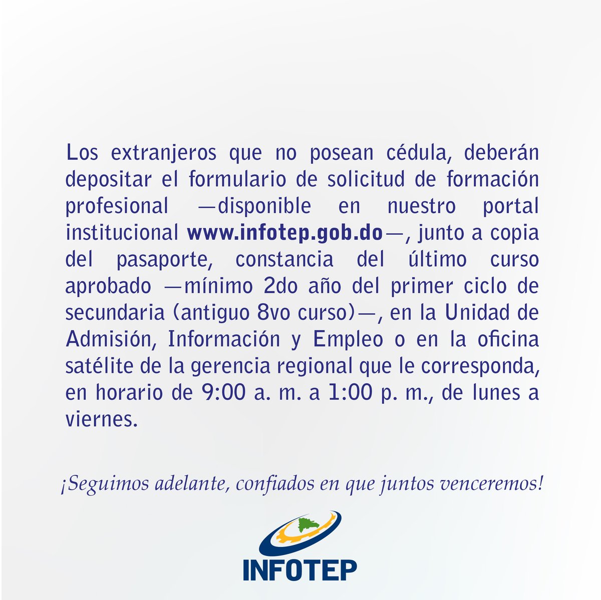 InfotepRD's tweet photo. ¿Cómo acceder a la oferta formativa?👩🏼‍💻👨🏻‍💻

#InfotepVirtual
#CursosINFOTEP 
#ApoyoProductividad
#capacitarEsProgresar https://t.co/T84TYnP8jP