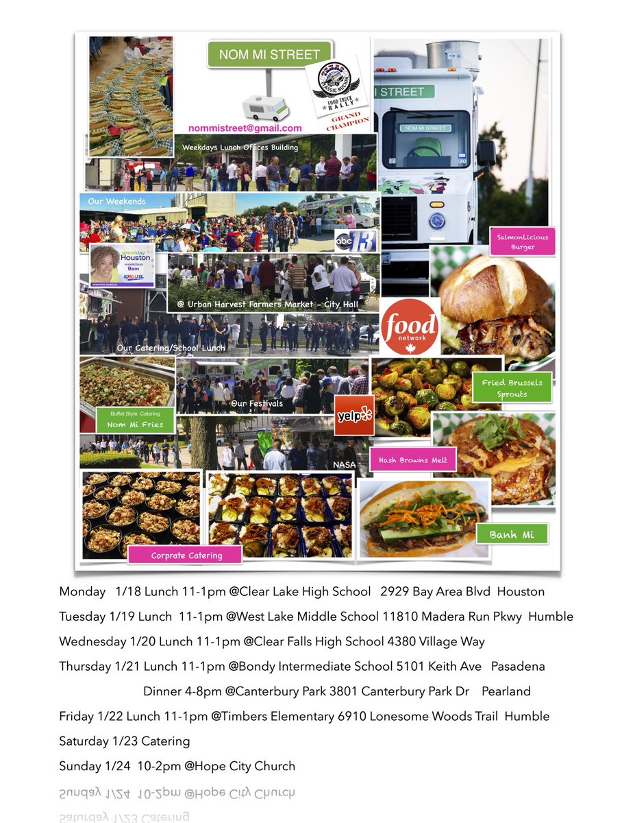 Happy Monday! We hope it started with a SMILE and a Amen! Here is this week schedule to get your #nommifix. We miss you so come find us! #nomminess #foodie #foodtrucklove