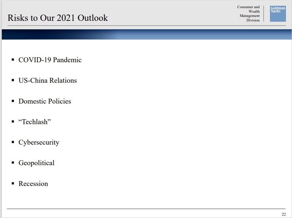 Risks to their 2021 Outlook: Covid, US-China Relationship, Domestic Policies, "Techlash", Cybersecurity, Geopolitical and Recession.