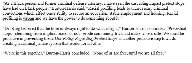 I’ll end by highlighting the quote from our press release by our incredible Chief Assistant Prosecutor,  @VBH4Justice."We are all in this together. None of us is free until we are all free." Happy MLK Day. Let's continue working together to fight injustice everywhere./fin