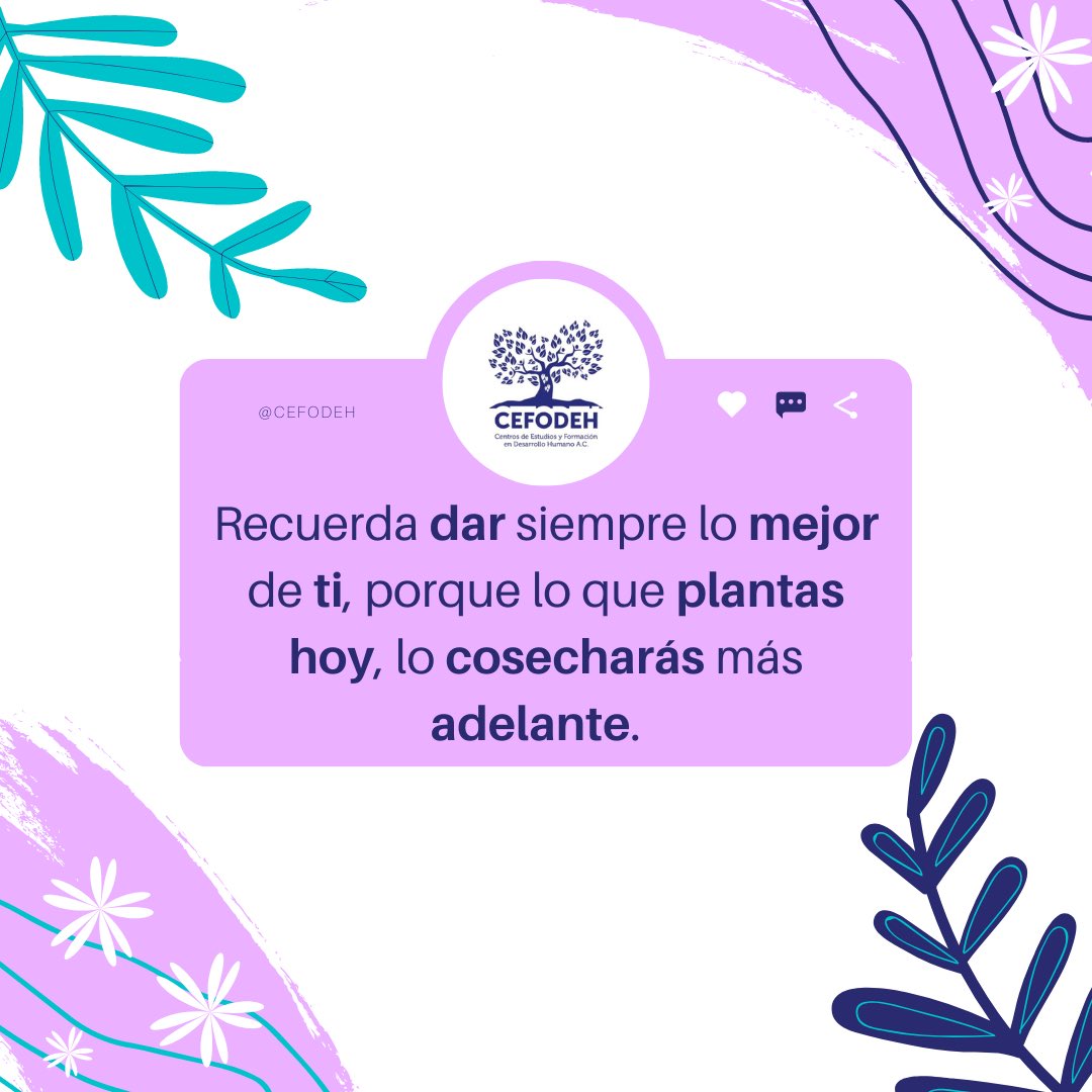 CefodehMexico's tweet photo. ¡Feliz inicio de semana! Que nuestra meta hoy, sea ser mejor que ayer. 💜💪✨ #SoyVoluntariaCEFODEH #SoyVoluntarioCEFODEH #FelizLunesATodos #BuenLunes #BuenosDias https://t.co/JaDEhNrZnh