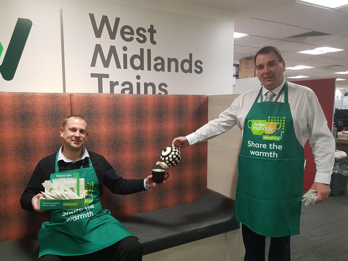 chez44's tweet photo. By sharing a cuppa it’s more than a drink it’s about reaching out checking in and staying connected with colleagues friends & family #brewmonday @samaritans #wmtrains #yournotalone ☕️☕️ https://t.co/zAFS0psRRg