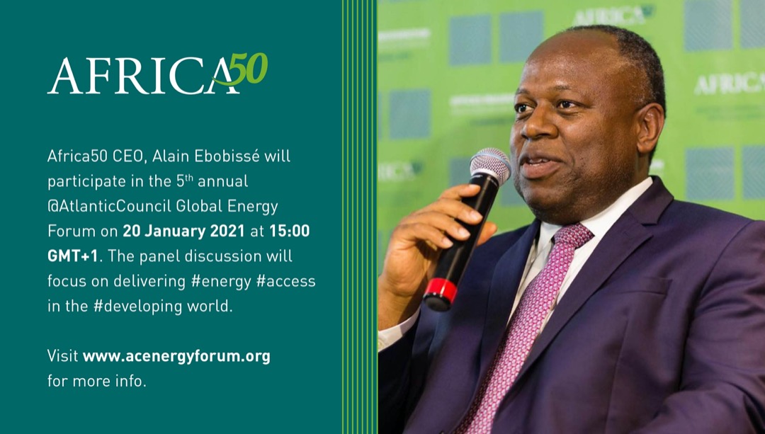 Africa50 CEO, Alain Ebobissé will participate in the 5th annual <a href="/AtlanticCouncil/">Atlantic Council</a> Global Energy Forum on 20 January 2021 at 17:00 GMT+1. The panel discussion will focus on delivering #energy #access in the #developing world. Watch it live via facebook.com/Africa50Infra