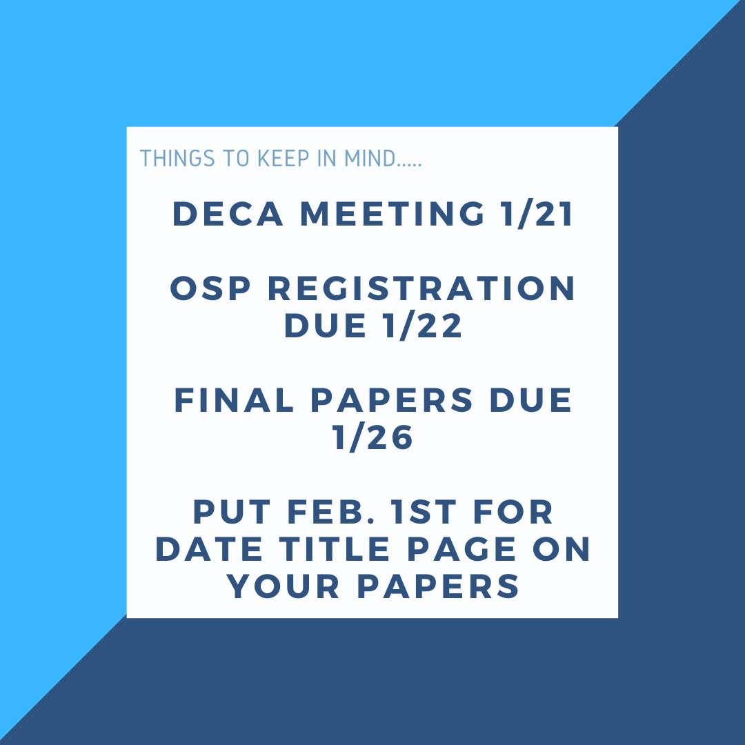 PCDECA's tweet photo. DECA Catamounts 🚨 Competition is right around the corner! Make sure you are aware of the dates and desdlines coming up 🔷🏆 #gopcgopcgo https://t.co/w9BoiKoD6u