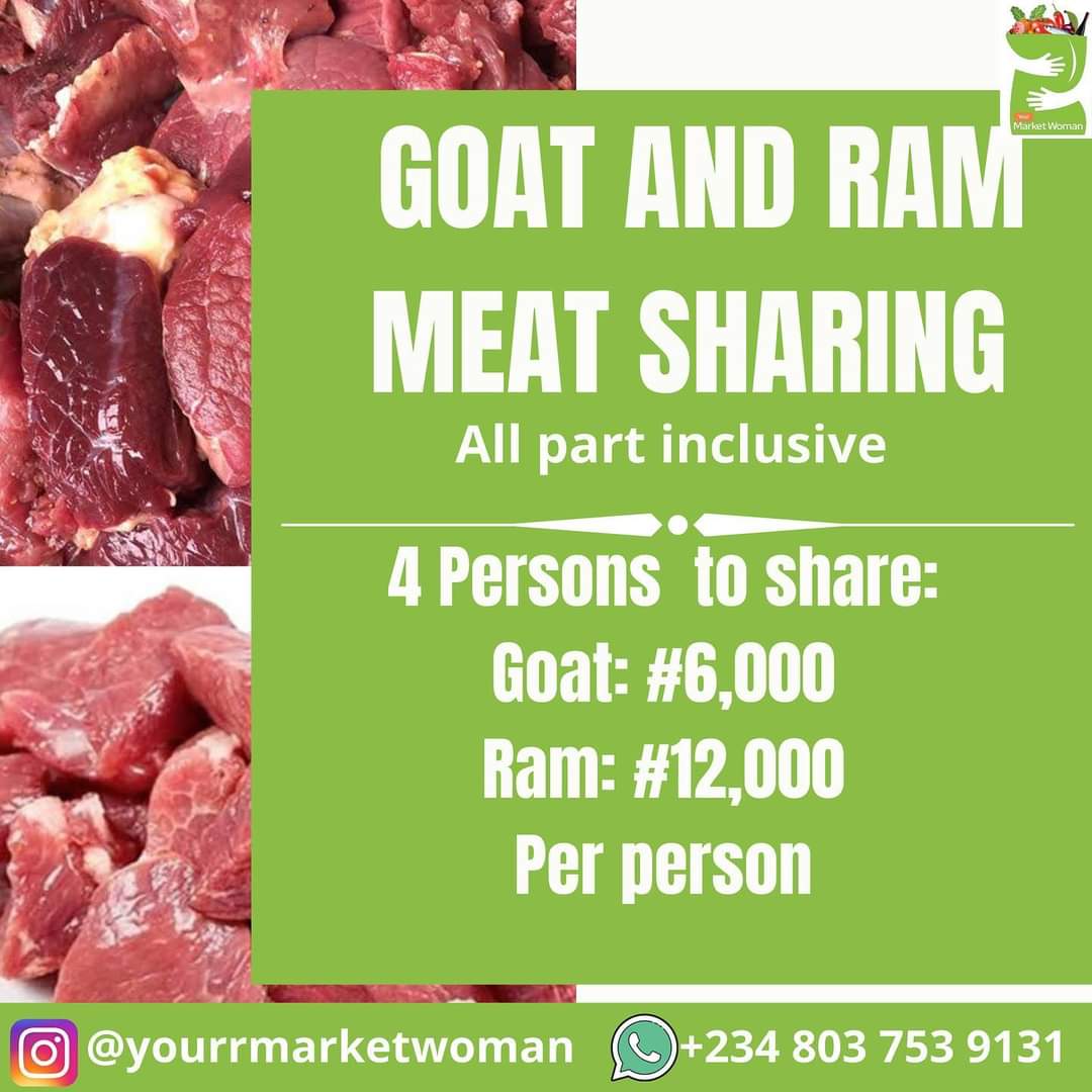 yourmarketwoman's tweet photo. @OgbeniDipo To Partake in our goat and ram sharing, please send your orders to our Dm or through WhatsApp.
Delivery will be done 24hours after payment confirmation from the 4 persons.
#servicevendors
#lagosworkingmoms #momsofinstagram
#moms
#momstyle
#momslife
#errandservice
#healthyfood https://t.co/I7zGjmJVP0