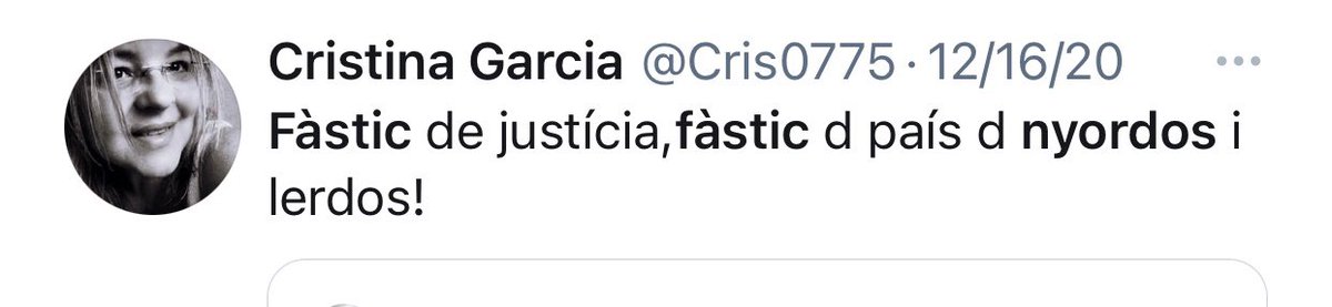 La nacionalista xenófoba y etnicista <a href="/Cris0775/">Cristina Garcia</a> afirma que España es “un asco de país de nyordos y lerdos”.