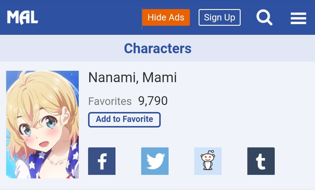 I thought my faith in humanity could not get any lower. And then I just found out that Mami has more favourites than Chizuru on MAL.Look at this and tell me there is a god.