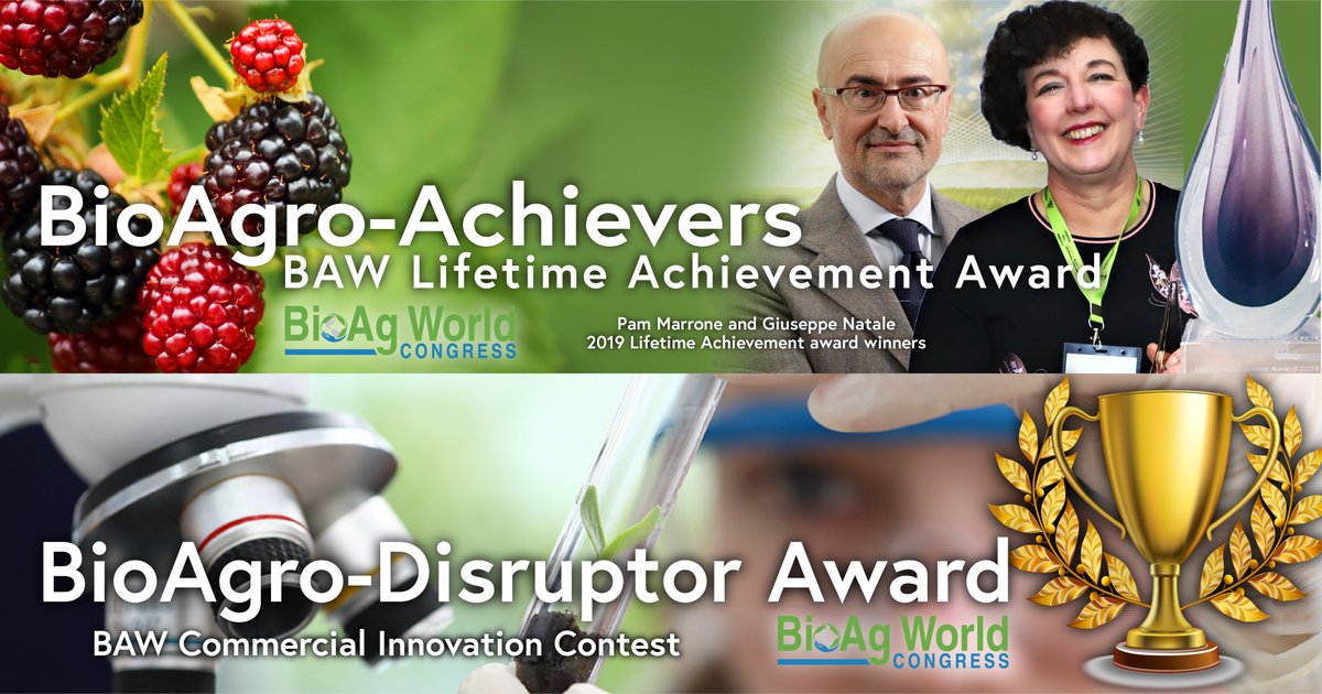 The 3D VIRTUAL BioAg World Congress is holding 2 Contests! We are recognizing the doyens in the BioAg Industry by requesting nominations for the BioAgro Achiever Award and applications for the BioAgro Disruptor award for bio product innovators. Submit at: bioagworld.com
