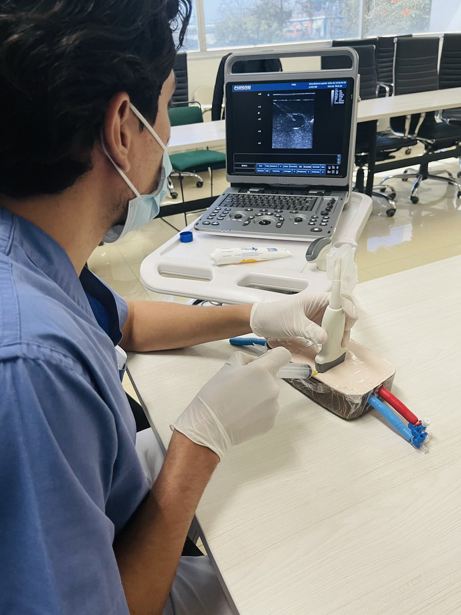 Alexgr23's tweet photo. Practicing ultrasound guided central venous access placement @nefrohgr46 #Nephrology #NephTwitter https://t.co/K3pDG8letR