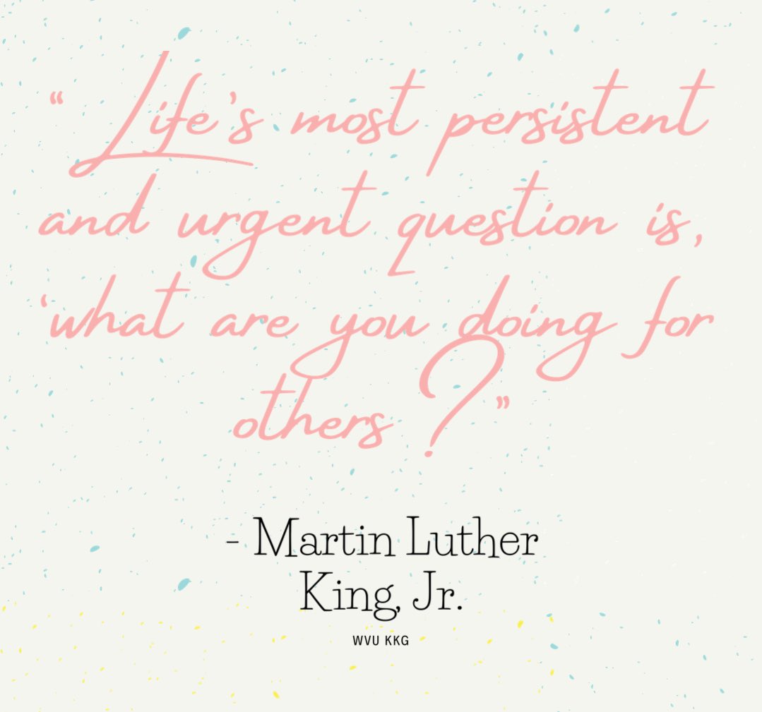 HAPPY MLK DAY • As women of the Beta Upsilon Chapter, we celebrate and reflect the legacy of Dr. King. We’re reminded today and everyday to continue to use our voice and remain allies in the face of oppression and injustice. #wvuKKG