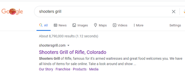 To find your first typo, look no farther than the blurb you get when you Google them. "Famous for it's armed waitresses."